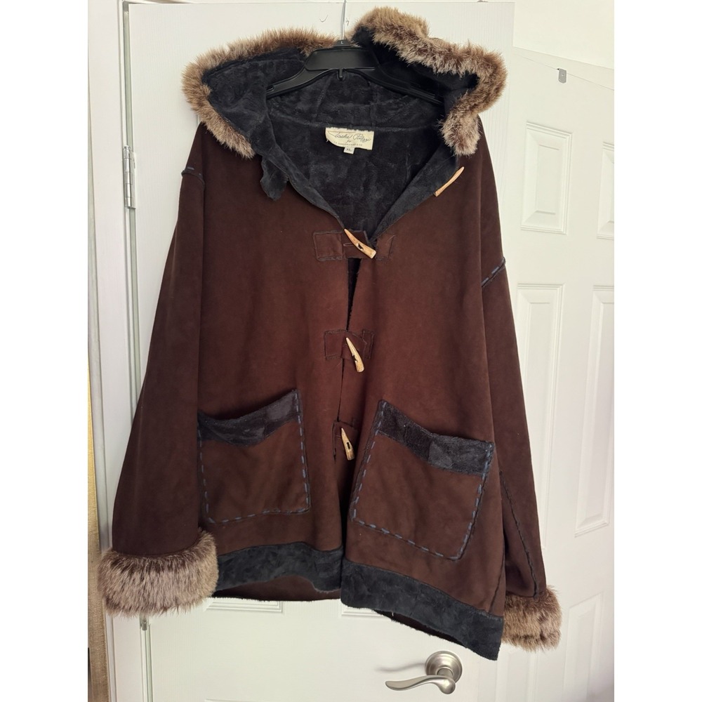 Tasha Polizzi Saddle Blanket Fleece Coat Faux Fur Excellent Condition XL